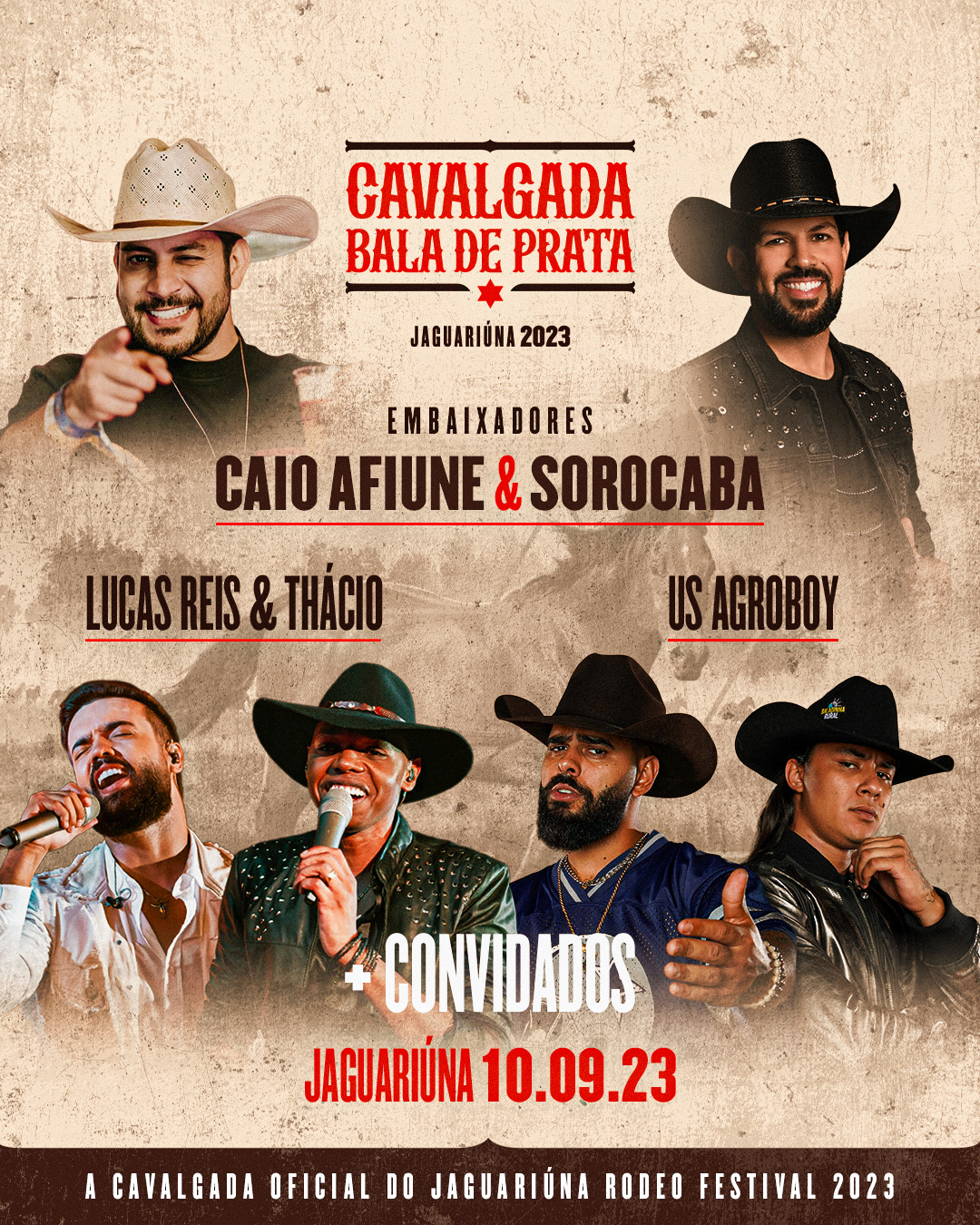 Caio Afiune e Sorocaba são embaixadores da cavalgada oficial do Jaguariúna  Rodeo Festival